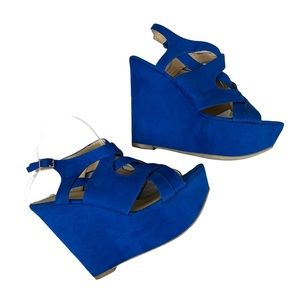 Royal Blue Wedge Shoes 